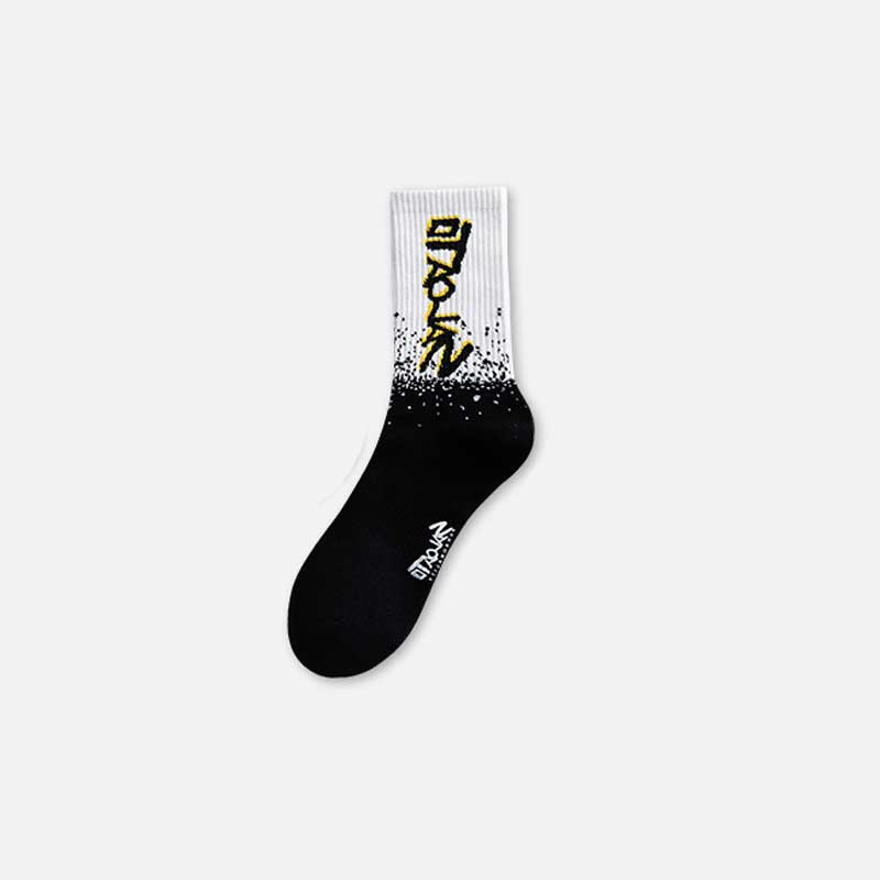 Socks Men Skate Running Sports Socks White Print Funny Socks Print Hip Hop Novelty Socks Essentials