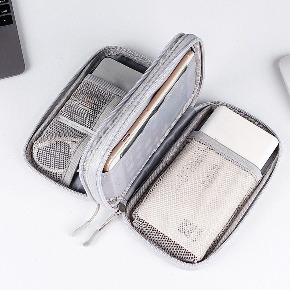 Дорожная цифровая сумка для хранения, двухслойный органайзер для жесткого диска, сумка для хранения кабеля для передачи данных