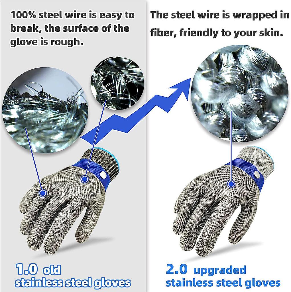 Кухонные перчатки 5 уровня защиты от порезов с металлической пряжкой и защитой из стальной проволоки