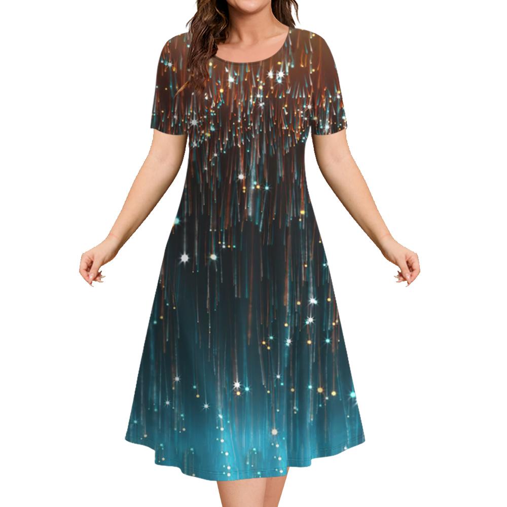 Модные элегантные женские платья Женское вечернее платье Цветной столкновительный пуловер с круглым вырезом Оверсайз Повседневная одежда А-силуэта Тренд 2024