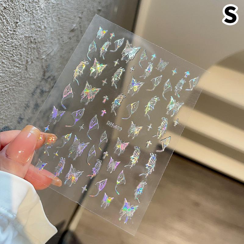 Нарисованная вручную жидкая наклейка для дизайна ногтей в виде бабочки, ультратонкая, прозрачная, декоративная, цветная, самоклеящаяся наклейка