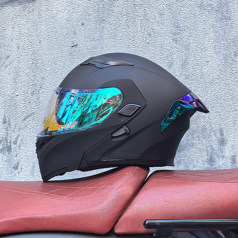 Orz motorcycle helmet peel-off helmet double lens big tail locomotive racing helmet running helmet men and women keep warm in winter