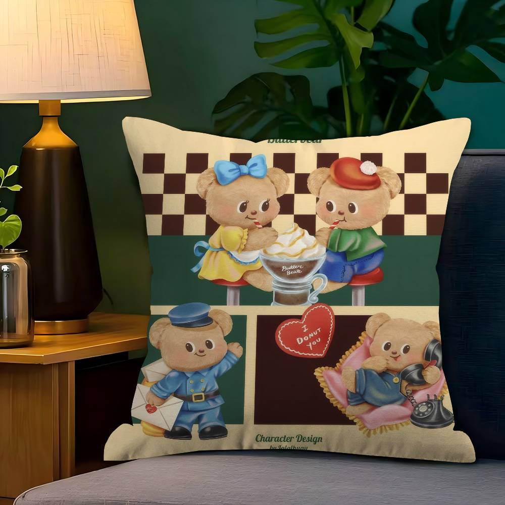 Милая мультяшная наволочка B-Butterbear, чехол для подушки Toon, подарок, декоративная наволочка для спальни, дома, дивана, стула, сиденья