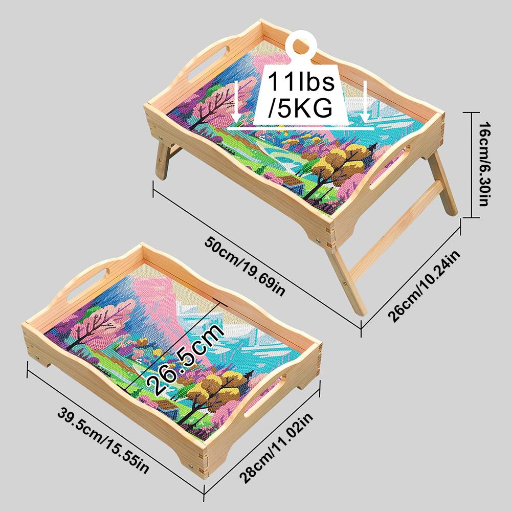 Деревянная обеденная тарелка с алмазной росписью, декоративный поднос с ручкой, алмазная мозаика, поднос для еды, столовая посуда, органайзер, домашний декор, подарок