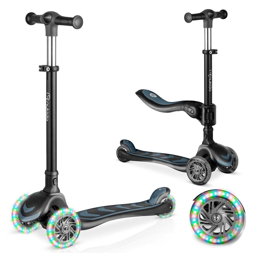 Nukido Flippo Three-Wheeled Scooter For Children With A Balance Seat - Black