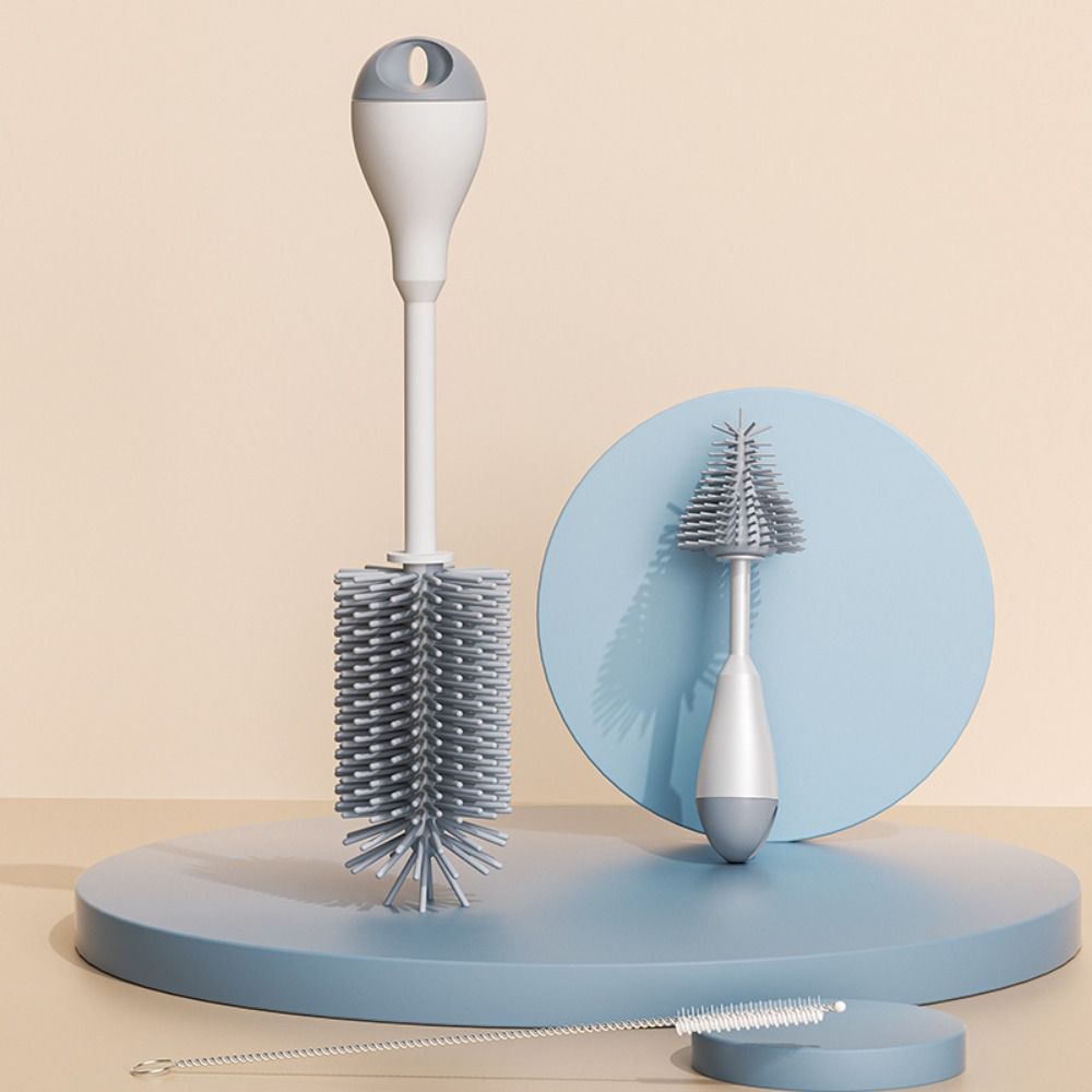 Long handle Baby Bottle Brush Set All-Round Silicone Feeding Bottle Cleaners Straws