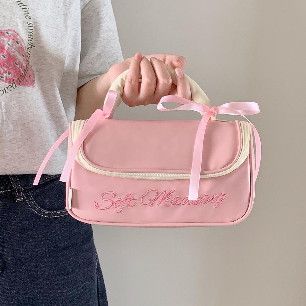 PU Leather Bow Stationery Bag Desktop Storage Bow Pencil Pouch Korean Style Pencil Case  School