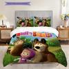 Russian comedy animation Masha and the Bear Comfortable Duvet Cover and Pillowcases (1 duvet cover + 2 pillowcases, duvet insert not included) T5
