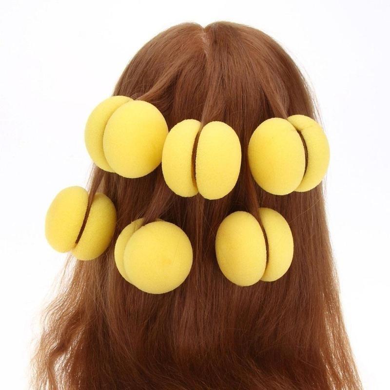 6 Pcs Pink Color Balls Soft Sponge Hair Curler Rollers Hair Accessory Hair Pins