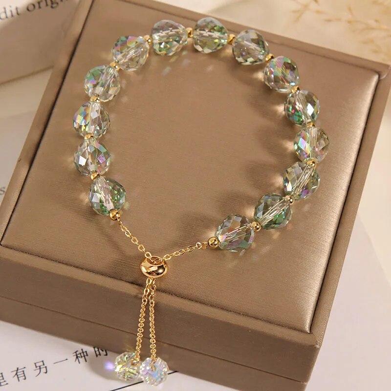 Fashion Colorful Artificial Crystal Bracelet Shiny Beaded Bracelets For Women Party Jewelry