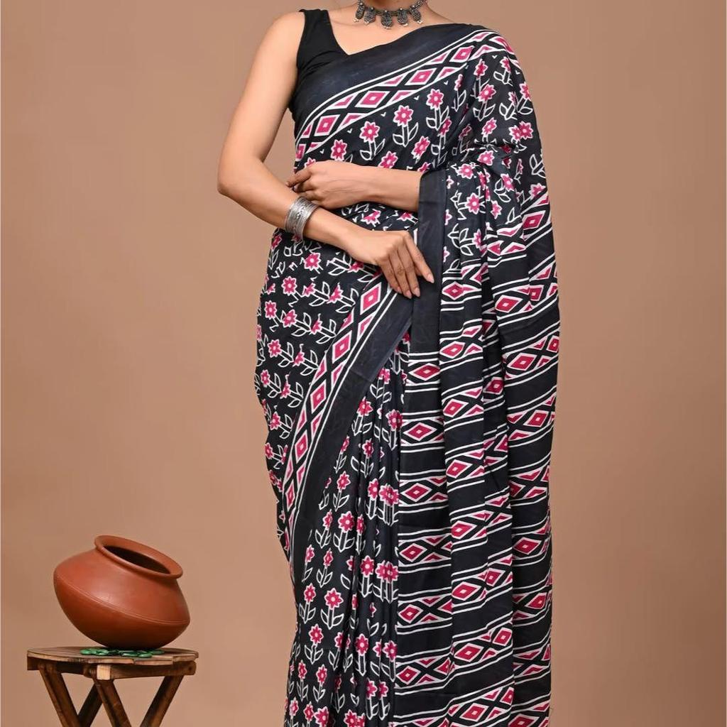 Тяжелое хлопковое сари Чандери