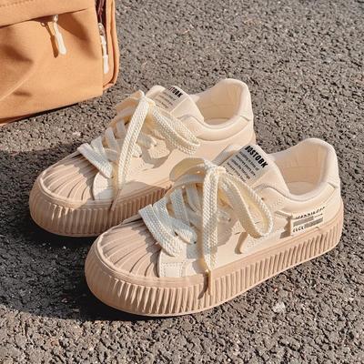 Белые туфли для женщин, новые осенние туфли с ракушечным носком, модные универсальные кроссовки для женщин