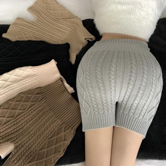 Женские зимние шорты Yousheng, трикотажные, с высокой талией, эластичные, однотонные, сохраняющие тепло, защищающие от воздействия окружающей среды, базовые шорты для повседневной носки дома и не только