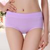 Women's Seamless Cotton Panties - Mid-Waist Solid Color Briefs for Autumn and Winter