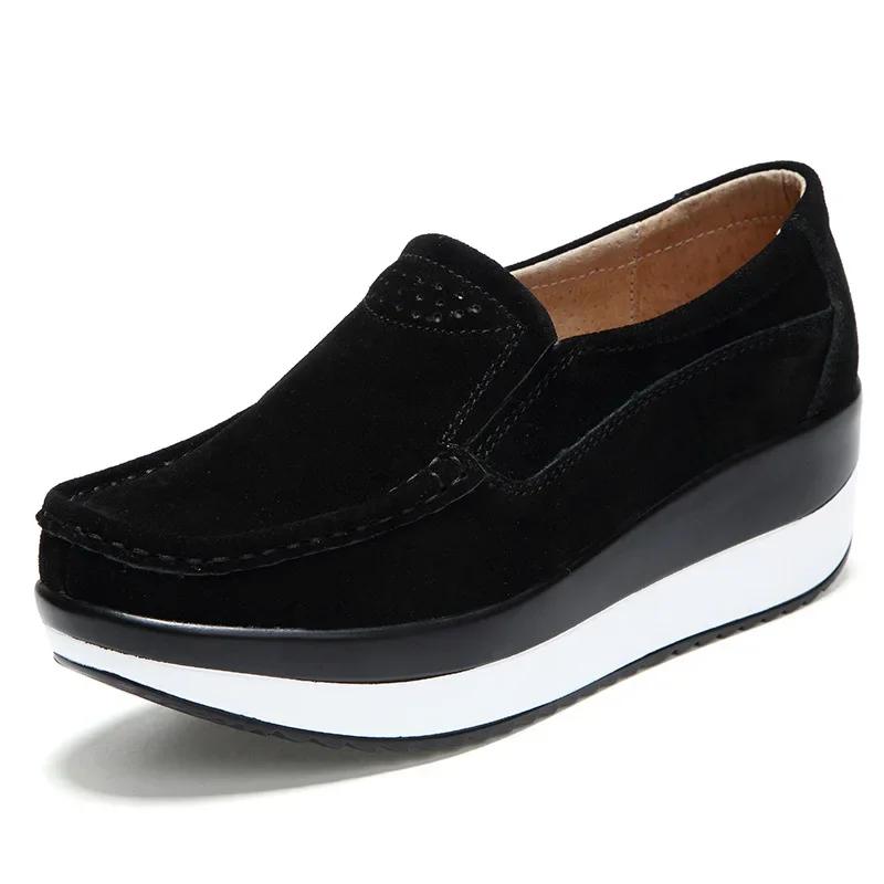 Кожаные женские туфли с кисточками и мягкой подошвой, весенне-летние женские легкие туфли на танкетке с толстой подошвой, 2024