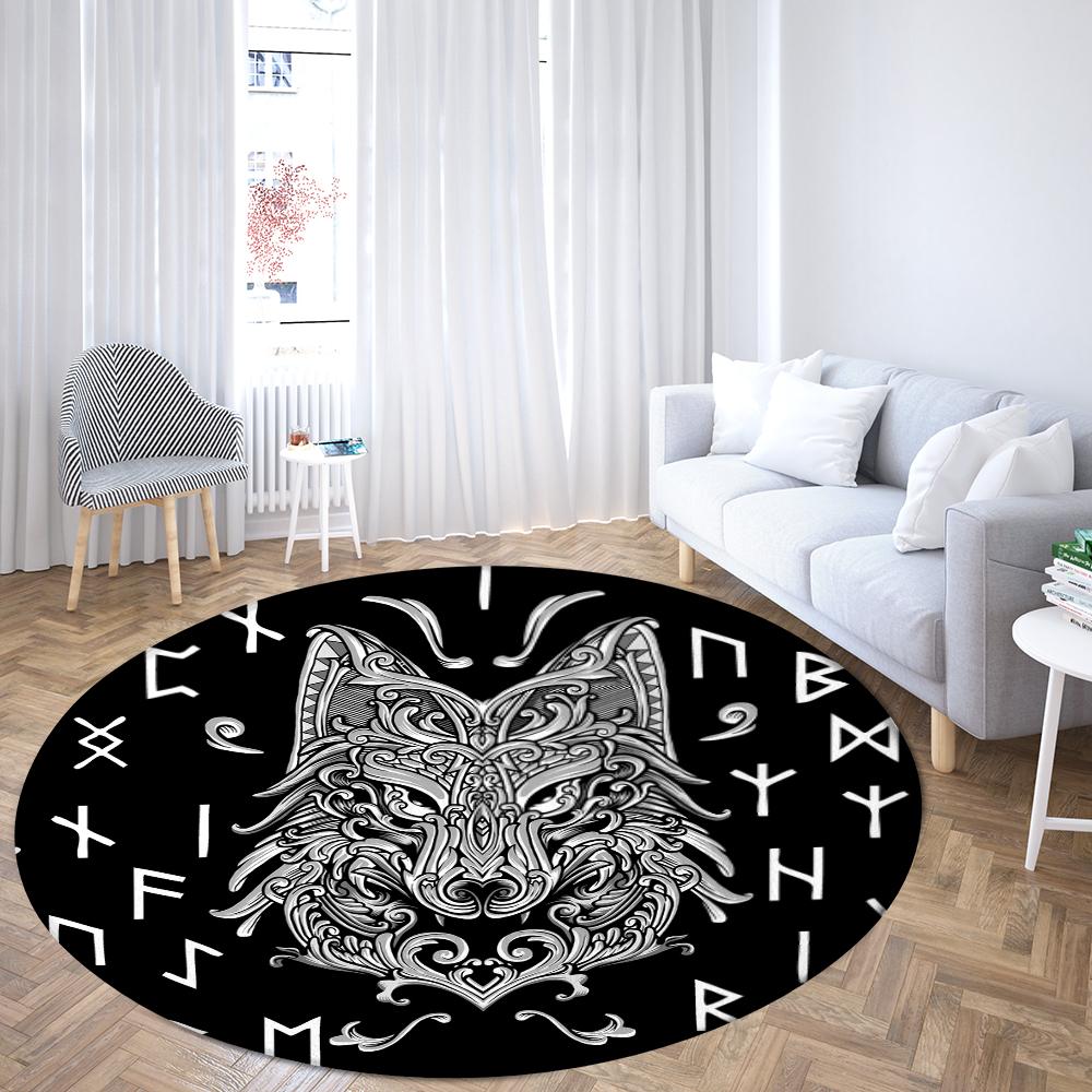 Домашние психоделические черные круглые коврики с изображением дерева викингов, коврик для дивана, домашняя гостиная, спальня, ванная комната, напольные коврики, принт, украс...