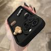 Мягкий матовый чехол с милым 3D медведем и кофе с мультяшным рисунком для Iphone 15 12 11 13 14 Pro Max 7 8 Plus X Xs Xr 15pro 14pro 15plus