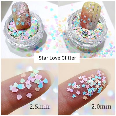 1 банка мини смешанные сверкающие хлопья фольги Love Star для ногтей блестки украшения для ногтей маникюр советы амулеты для женщин девочек своими руками