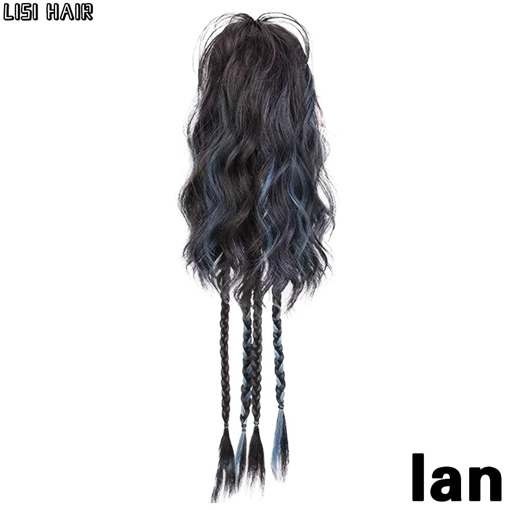 LISI HAIR Synthetic Long Hair Braid Ponytail Curly Hair Buns Braid Wig Claw Clip Ponytail Extension Buns Ponytail For Daily Use Hair