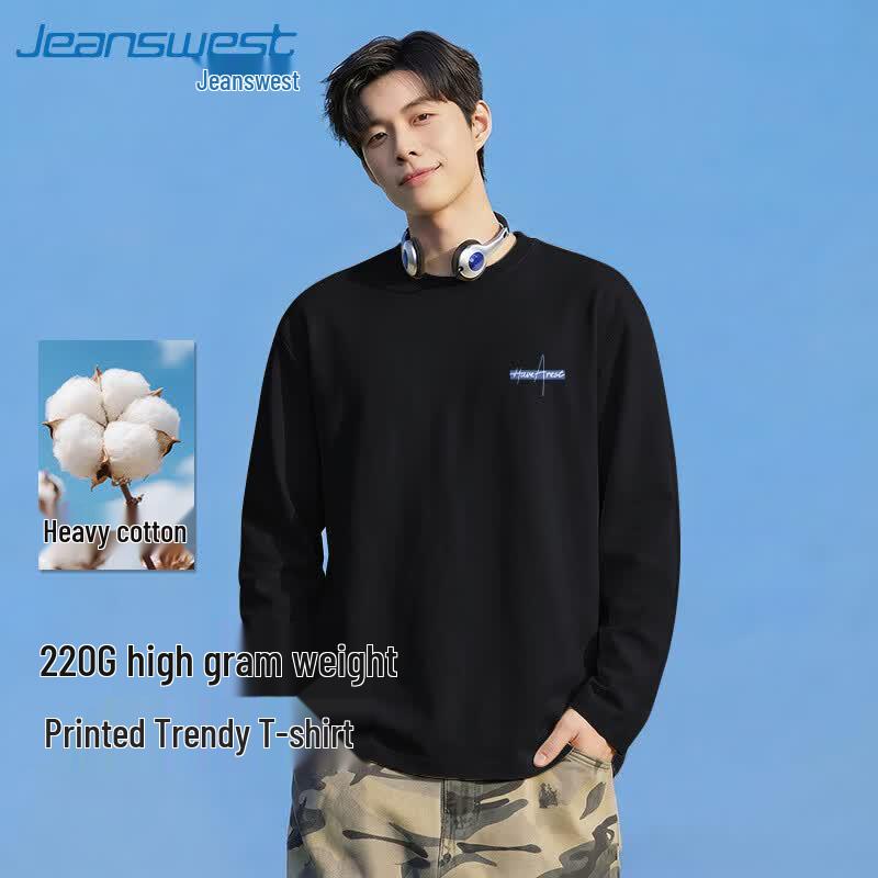 Мужская хлопковая футболка с круглым вырезом Jeanswest, 220 г/м², свободный крой