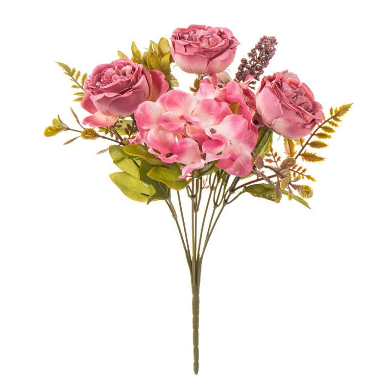 DIY Silk Peony Hydrangea Bouquet 7 Heads Artificial Wedding Bride Flowers Wedding Party