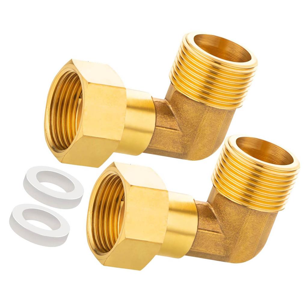 Pack Of 2 Sturdy Brass Materials 90 Degree Point Fitting 3/4 Inch Male To Female Thread For Water Installations