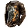 Vintage Men's Long Sleeve T-shirts 3d Printed Knight T Shirt For Men Skull Clothing Oversized Tees Shirt Man Clothing Male Tops