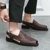 Italian Style Fashion Solid Color Leather Sandals for Men Business Dress Sandals Handmade Comfort Shoes Men Sandalias Breathable