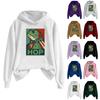 Ladies Fashion Casual Long Sleeve Printed Round Neck Hoodie Pullover Top