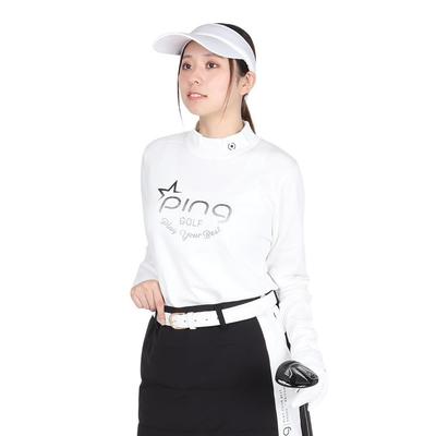 Вязаный гольф с длинным рукавом и высоким воротом LL [Pin Apparel] Женский (Печать логотипа) / / 622-4275002 030_Белый