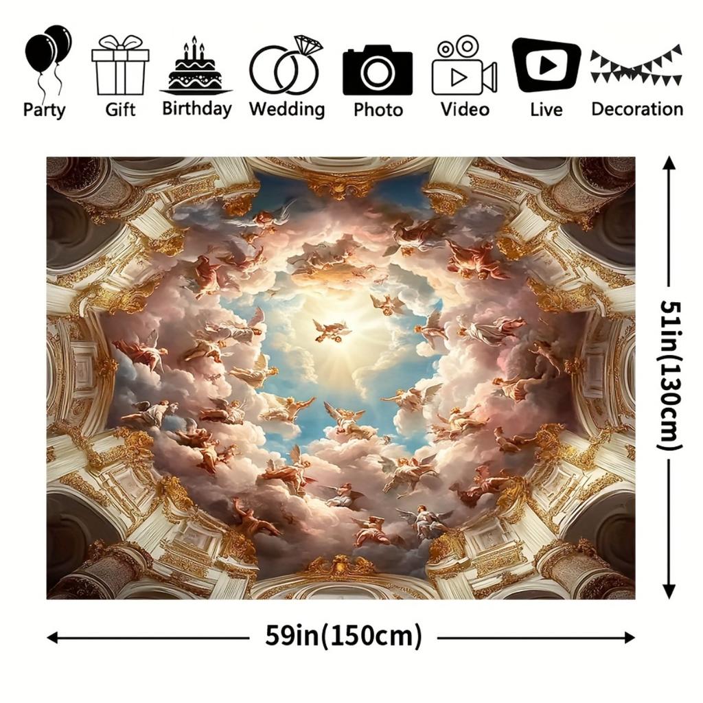 2D plane, 1 piece of Baroque style ceiling background, suitable for living room and room decoration