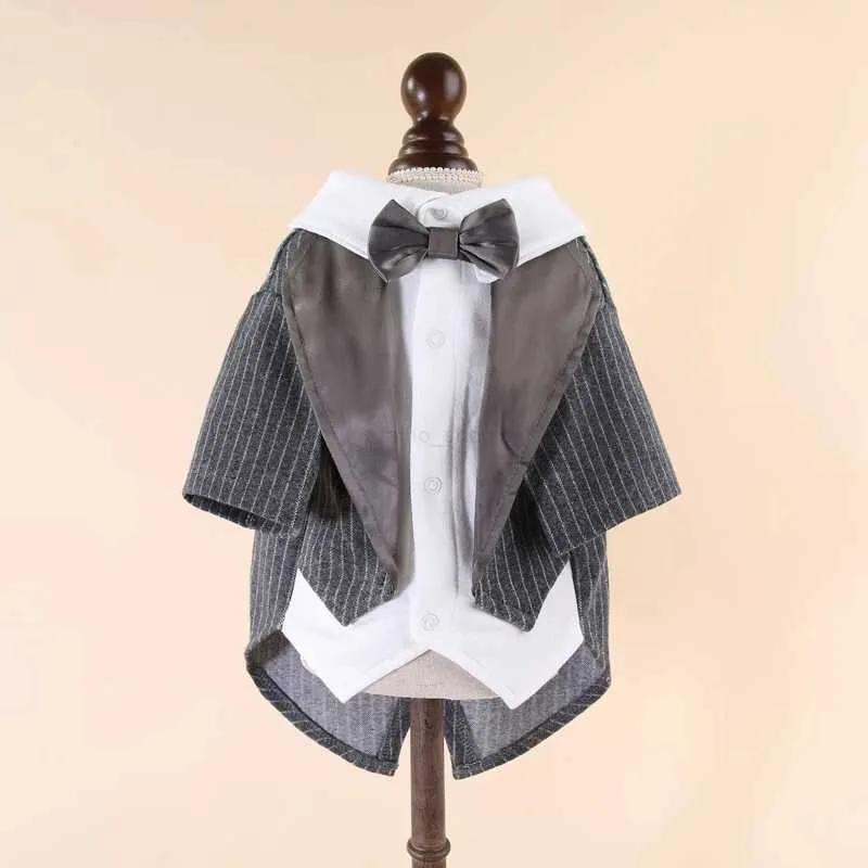 Gentleman Dog Clothes Wedding Suit Formal Shirt For Small Dogs Bowtie Tuxedo Pet Outfit Halloween Christmas Costume For CatsXJ24