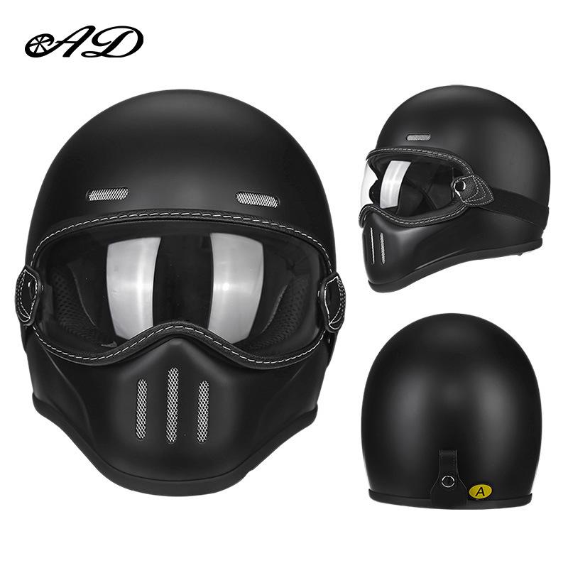 AD Ретро Мотошлем из Углеродного Волокна и Стекловолокна для Круизера, Скутера и Мопеда