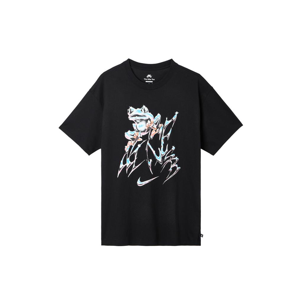 Nike Sb абстрактный принт дизайн удобный свободный крой круглый вырез короткий рукав футболка мужские топы черный FZ5286-010