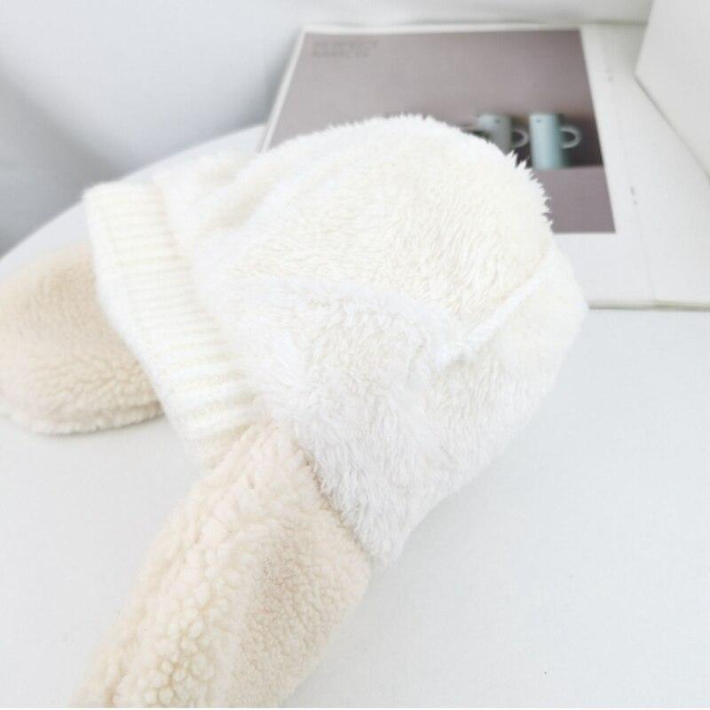 Зимняя шапка для маленьких мальчиков и девочек, теплая шапка с наушниками, однотонная полосатая вязаная плюшевая утолщенная зимняя шапка для ребенка 2–6 лет