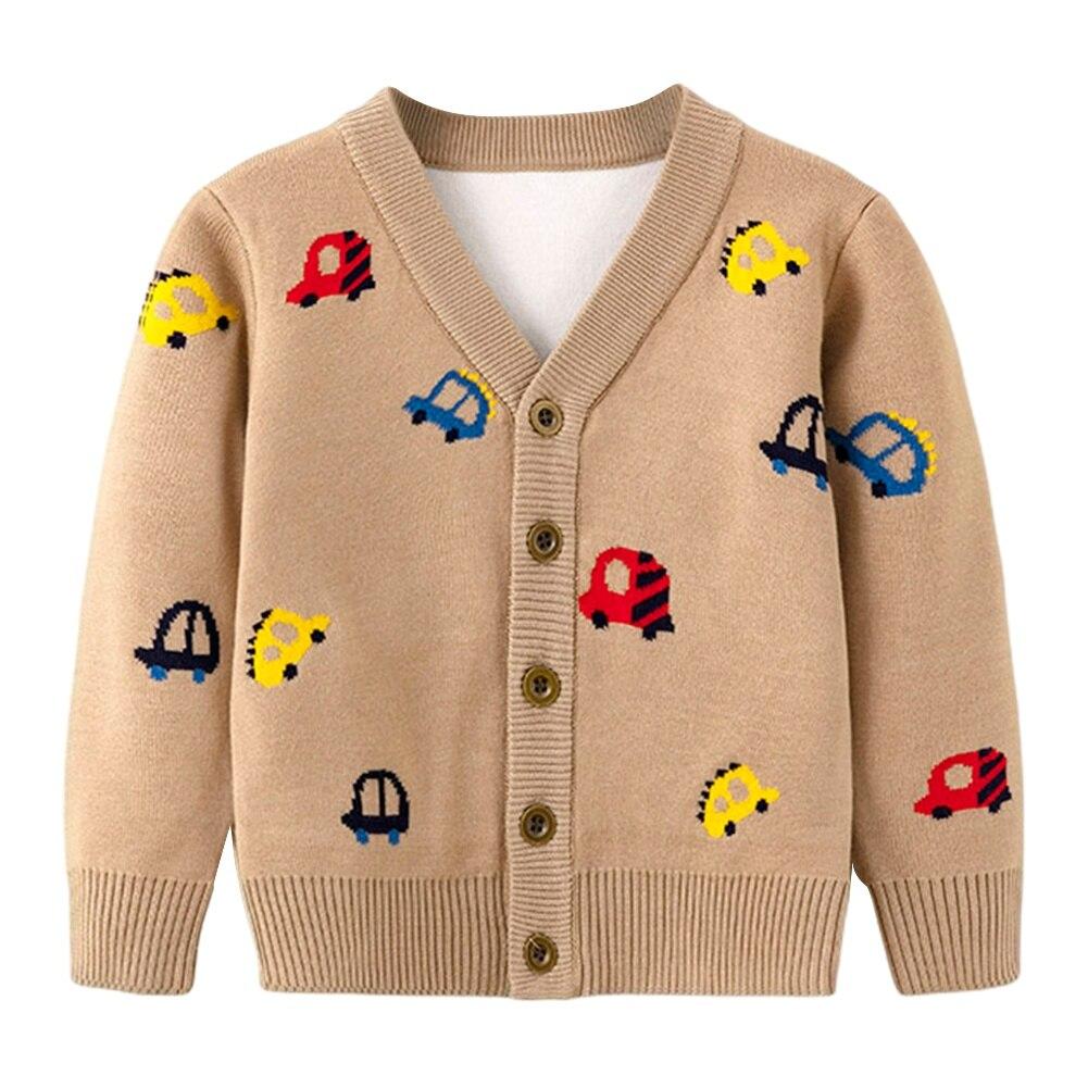 Spring And Fall Children Cardigans Cartoon Car Print Sweater Cardigans Jacket Coat Boys Toddler Kids Clothing