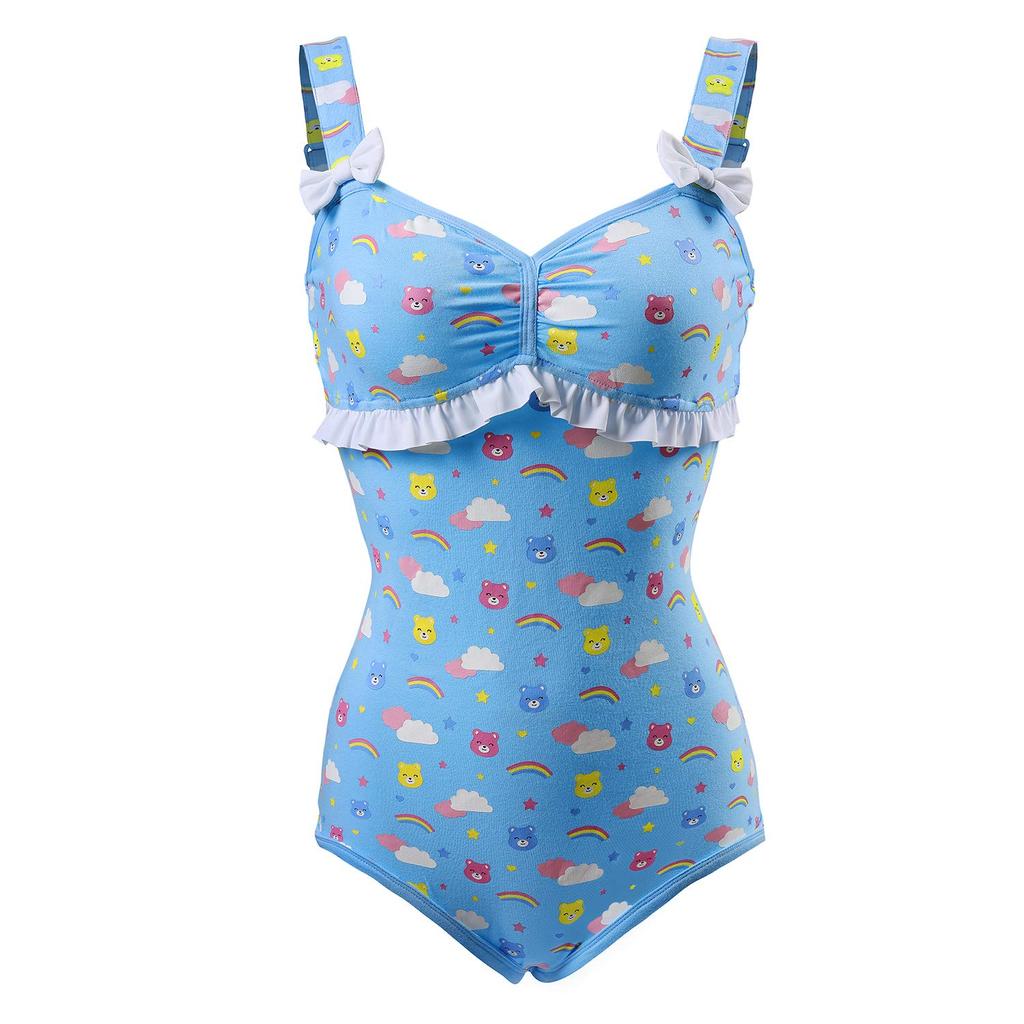 LittleForBig Взрослый ромпер майка [Мишки Тедди] Камисоль с бантом, Хлопковая пижама, Синий, Размер S