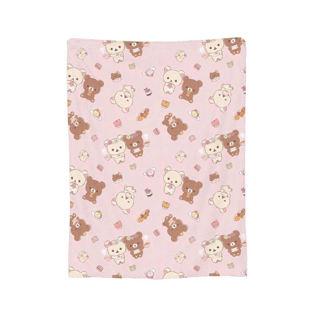 Pink Cute Bear Rilakkuma Blanket Fuzzy Awesome Breathable Throw Blankets for Bed Sofa Winter,