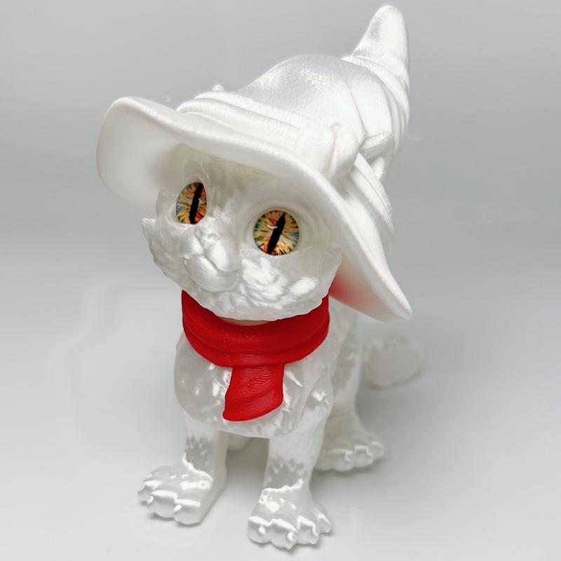 8 см 3D-печать Волшебный Кот Игрушка Модель Креативная Милая Мультяшная Светящаяся Волшебный Кот Суставы Лап Подвижные Хэллоуин Подарок Домашний Декор