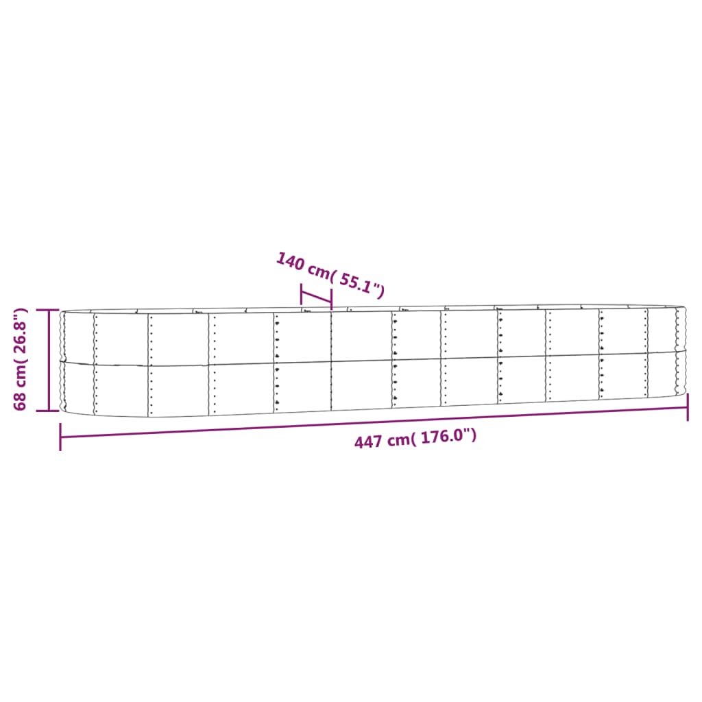 Raised Bed Silver 447 x 140 x 68 cm Galvanized Steel