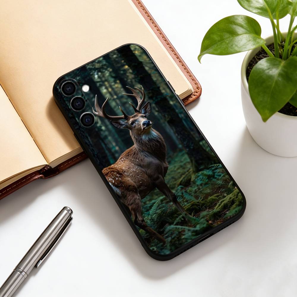 Чехол для телефона с оленем, черный силиконовый, мягкий, для Samsung Galaxy A73, A72, A71, A70, A53, A52, A51