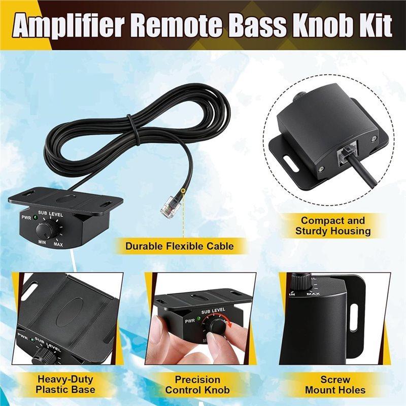 Bass Volume Control Knob,4 Pin With 11.48Ft/3.5M Extension Cable- Universal Fit For Most Car Amplifier Systems Bassvolume