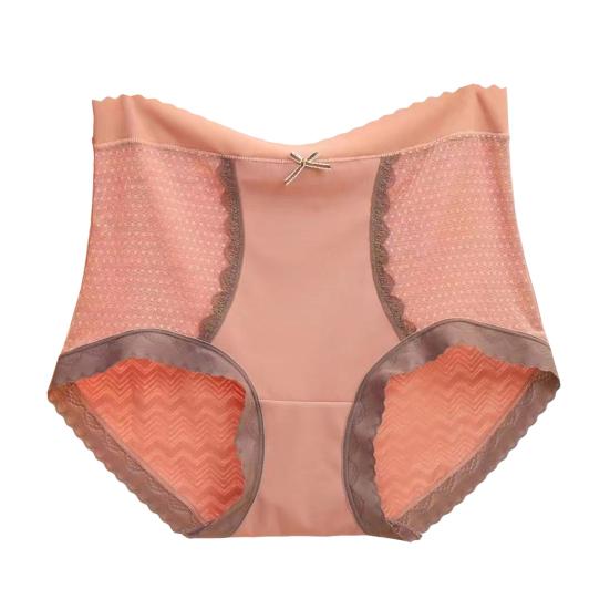 Lady Underpants Lace High Waist Solid Color Thin Tummy Control Elastic Panties Seamless Good Breathability Daily Sport Briefs