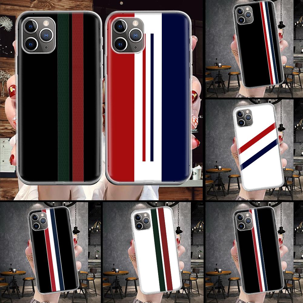 Роскошная Спортивная Линия Cool Stripes Мягкий Чехол Для Телефона Для IPhone 11 17 Air 16E 16 Pro Max 15 + 14 Plus 13 Mini 12 Apple 7 SE 8 Fundas