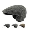 Middle-Aged Men Cap Autumn Winter Cotton Ear Protection Warm Plaid Beret Forward Cap Driver Ivy Hat Newsboy Caps for Men