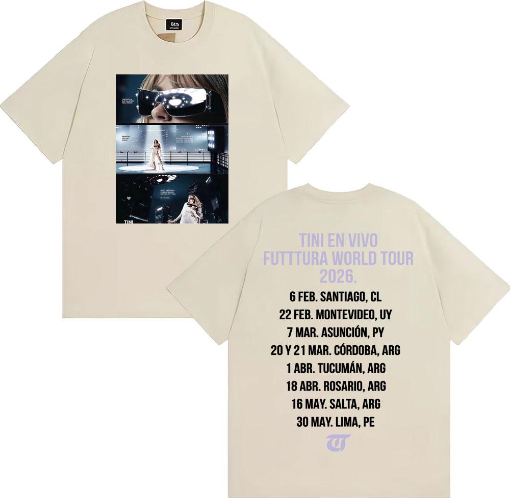 Tini Stoessel Futtura World Tour 2026 Graphic T Shirts Men Women Fashion Hip Hop Aesthetic T-shirts Summer O-Neck Cotton T Shirt