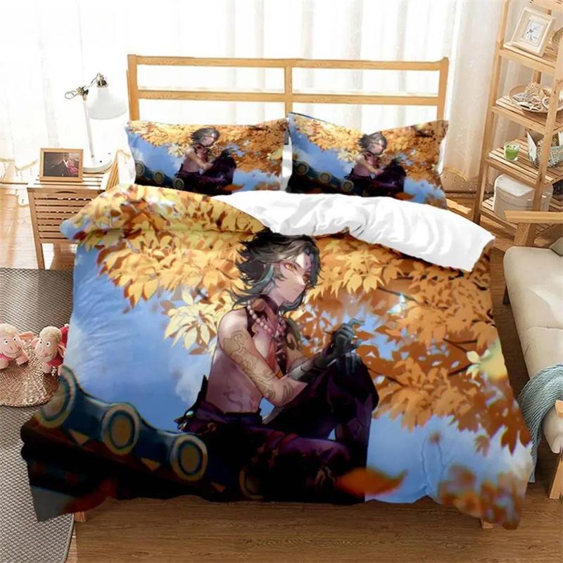 Genshin Impact Animation Cartoon Soft And Comfortable Comforter Bedding Sets Bedding Set Luxury Quilt Cover Customizable
