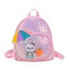 Rabbit Bright Sequin Pattern Backpack With Pu Fabric For Schoolbag Learning