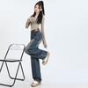 American Black Straight Jeans Women's Autumn New Versatile High Street Loose Floor Pants Wide Leg Pants Pants