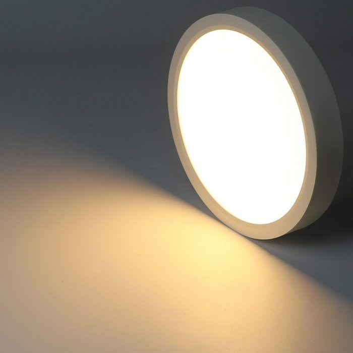 Plafonnier LED - NETTLIFE - Ø22 cm plate ronde - 15W - Blanc chaud 3000K - Métal
